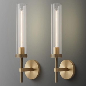 YUYI 19 in. 1-Light Gold Wall Sconce, Modern Wall Light with Glass Tube for Living Room, Dining Room (4-Sets)