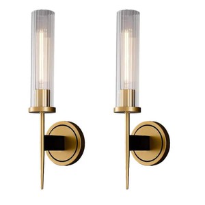 YUYI 17.7 in. 1-Light Gold Modern Vanity Light with Texture Glass Shade (Set of 1)