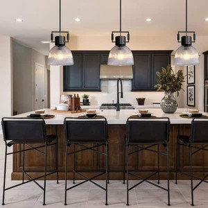 YUYI Modern Farmhouse Shaded Kitchen Island Pendant Lighting,1-Light Black Pendant Light with Glass Shade,Black Pendant Light