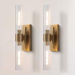 YUYI 24.8 in. 2-Light Antique Gold Wall Sconce, Vanity light, Modern Wall Light for Living Room, Bathroom, Bedroom (Set of 4)