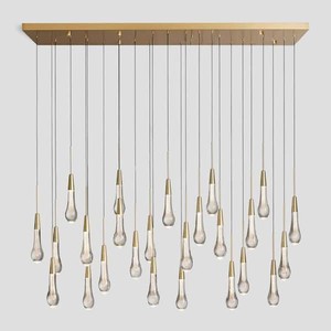 YUYI Modern Chandelier 50 in. 25-Light Raindrop Linear Gold Chandelier for Dining Room, Living Room, Crystal Chandelier