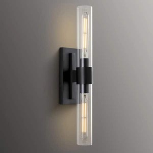 YUYI 24.8 in. 2-Light Matte Black Wall Sconce, Vanity light, Modern Wall Light for Living Room, Bathroom, Bedroom (Set of 1)