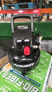 Husky 3 Gal. 120 PSI Portable Electric Oil-Free Light Duty Pancake Air Compressor with Fold Down Handle and 1-Quick Coupler