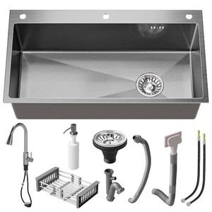QATSPACE DESIGNS INC 28 in. Drop-inUndermount Single Bowl 16-Gauge Silver Stainless Steel Kitchen Sink with Faucet