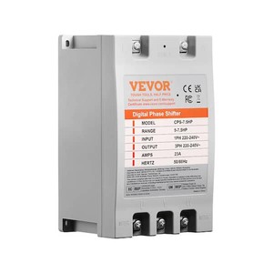 VEVOR Phase Converter 7.5HP 23 Amp 220-Volt 1 Phase to 3 Phase Digital Phase Shifter for Residential Commercial Light Use