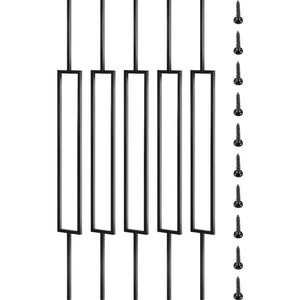 (2) 10-Pack Deck Balusters, 44 in. Iron Metal Spindles, Staircase Baluster with Screws, Black Railing for Wood