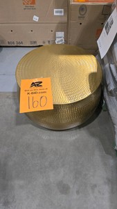 Calluna 30 in. Gold Round Metal Coffee Table with Lift Top Storage