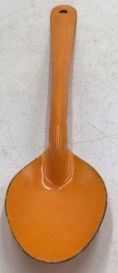 Vintage Orange Enamel Serving Spoon  Graniteware with Long Handle