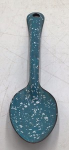 Vintage Blue Speckled Enamel Serving Spoon