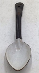 Vintage White Enamel Spoon  Graniteware with Black Handle