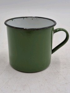 Vintage Green Enamel Mug  Graniteware Camp Cup
