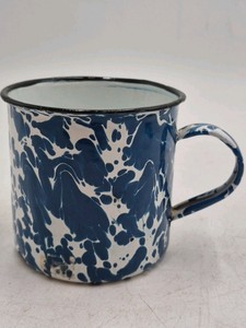 Vintage Blue Marble Enamel Mug  Graniteware Camp Cup