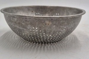 Vintage Aluminum Colander  Perforated Strainer Bowl