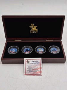 The Matthew Mint 911 10th Anniversary Tribute Set  4 Colorized Coins in Display Box