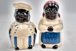 Vintage Ceramic Black Americana Salt and Pepper Shakers