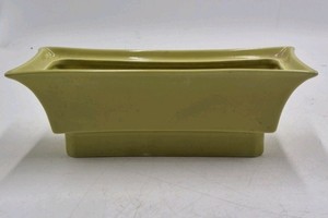 Vintage Jacquelin Ceramic Planter  Olive Green Glaze with Flared Rectangular Form