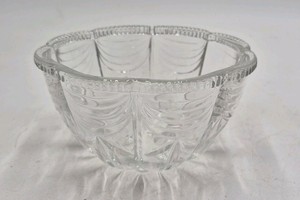 Vintage Clear Glass Bowl  Draped Scalloped Rim Pattern