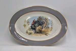Embassy Vitrified China Oval Platter  Turkey in Landscape Scene