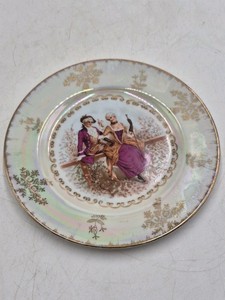 Vintage Porcelain Plate  Iridescent Glaze with Rococo Couple Scene Daniels Japan