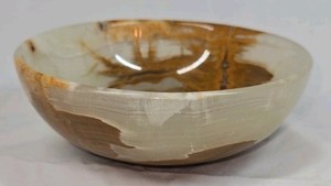 Polished Onyx Bowl  Honey Amber Veins