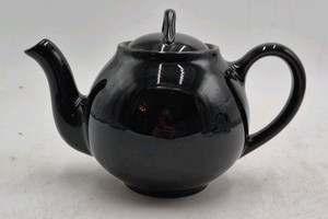 Vintage Lipton Tea Ceramic Teapot  Black Glossy Glaze