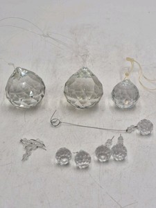 Vintage Crystal Prism Ornaments and Beads  Faceted Droplet Shapes