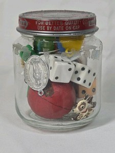 Vintage Jar of Cracker Jack Style Toy Prizes