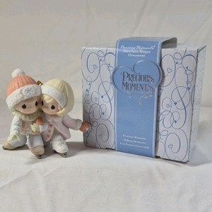2006 Precious Moments Ornament  Skating Angel Couple with Snow Hats