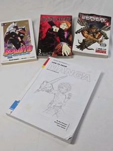 Manga Books Lot  Boruto Jujutsu Kaisen Berserk Volume 1 How to Draw Manga
