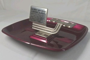 Vintage La Mott Brothers Livestock Trucking Ashtray  Maroon Metal