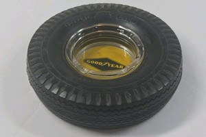 Vintage Goodyear Tire Ashtray  Miniature Black Rubber Tire Design