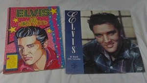 Vintage Elvis Presley Items  1985 16-Month Calendar and Goes Hollywood Book