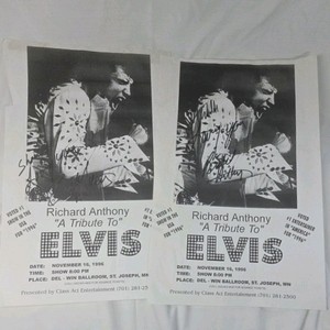 1996 Richard Anthony Elvis Tribute Concert Poster  Del-Win Ballroom St. Joseph MN Signed