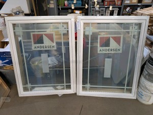 Pair of Andersen 400 Series Casement Windows - 32 1332 x 44 116 - Low-E SmartSun Argon - White Wood Interior Grilles