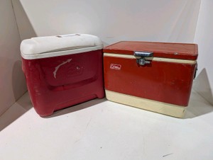 Vintage Coleman Metal Cooler  Igloo Cooler Lot  Classic Camping  Tailgating Coolers