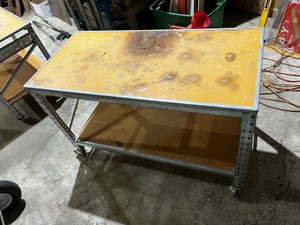 Heavy-Duty Rolling Work Table w Bottom Shelf & Locking Casters - 24 x 48