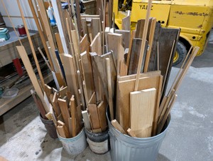 Large Wood Shop Cleanout Lot  Hardwood, Dowels, Trim, Stair Treads, Plywood & Assorted Lumber