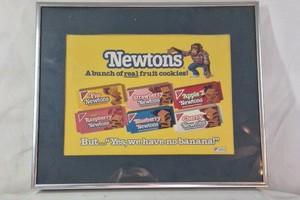 Framed Nabisco Newtons Advertisement Print  Fruit Flavors with Monkey Mascot
