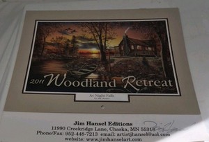 2011 Jim Hansel Signed Calander  As Night Falls Woodland Retreat