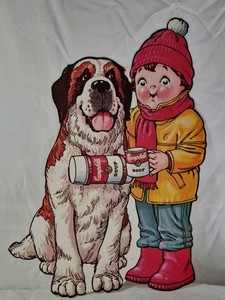 Vintage 1980s Cardboard Cutout  Campbells Soup Kid with St. Bernard Dog