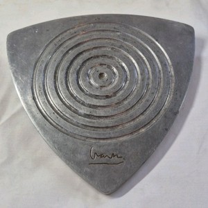 Vintage Triangular Metal Trivet  Concentric Circles Signed Vera Made in Taiwan
