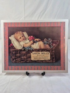 Vintage Advertising Print  Union Mills Flour Baby in Basket