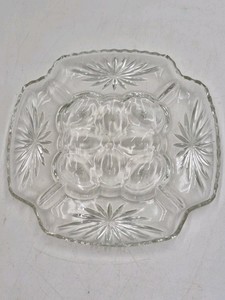 Vintage Glass Relish Dish  Starburst Pattern