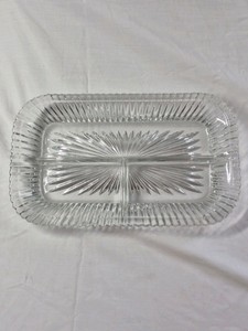 Vintage Pressed Glass Divided Relish Tray  Starburst Pattern