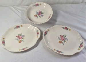 Vintage Porcelain Serving Platters  Floral Rose Pattern