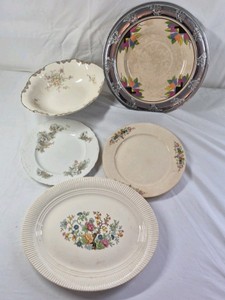 Vintage Porcelain Serving Platters and Plates  Assorted Floral Patterns