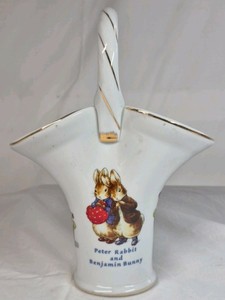 2002 Peter Rabbit Porcelain Basket  Peter Rabbit and Benjamin Bunny