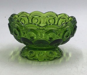 Vintage Green Depression Glass Bowl  Hobstar and Fan Pattern