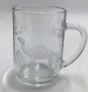 Vintage Camel Cigarettes Etched Glass Mug