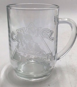 Vintage Camel Cigarettes Etched Glass Mug